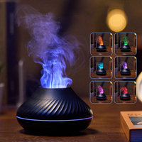 Diffuseur ultrasonique d'huile essentielle de volcan, brume fraîche, humidificateur d'air de flamme Portable avec veilleuse