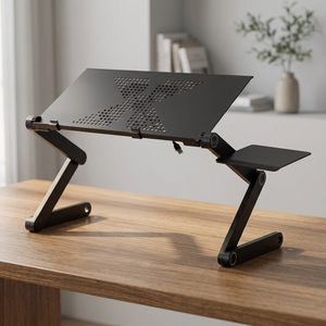 Adjustable Aluminum Alloy <b>Foldable</b> Laptop <b>Desk</b>-Eco-Friendly Durable Portable Computer Stand for Home Office & Hotel Use - Product Image 4