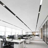 Rail de plafond intégré en aluminium avec fente pour éclairage de surface, système de ventilation AC, système d'extincteurs et détecteur de fumée
