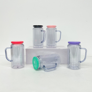 Magazzino USA, Tazze da Viaggio in Plastica Acrilica Trasparente Pre-Forate da 12oz e 16oz, Stile Globo di Neve, con Manico e Tappo in Silicone - Product Image 6