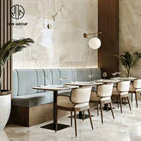 Muebles para Cafetería, Mesa y Juego de Sillas Redondas de Mármol, Semicirculares, para Restaurante, Cafetería, con Asientos Tipo Sofá
