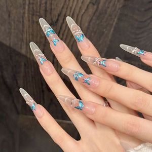 <span class=keywords><strong>Uñas</strong></span> Postizas Serie W Butterfly Shadow Phantom, Ultrafinas, Forma Almendrada, Parches Decorativos para <span class=keywords><strong>Uñas</strong></span>, Efecto Ojo de Gato, <span class=keywords><strong>Rosa</strong></span> <span class=keywords><strong>y</strong></span> Azul sin Costuras - Product Image 4