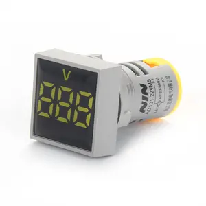 High quality square large screen yellow voltmeter AC 22mm indicator voltmeter ac digital panel voltmeter