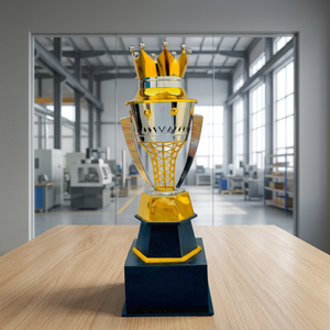 Royal Crown Trophy Metal Award Cup With Gold Base And Silver Body For <b>Cricket</b> <b>Equipments</b> - Product Image 1