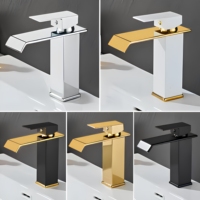 Robinet de lavabo cascade noir de luxe moderne, style européen, mitigeur de salle de bain à poignée unique