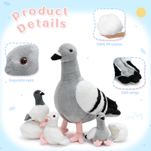 Accettiamo personalizzazioni: Peluche di piccione mamma e bambino, in cotone morbido, per baby shower, regalo per il migliore amico, aiuto per il sonno, comfort, lavabile - Product Image 3