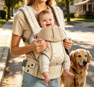 Porte-bébé ergonomique toutes saisons en polyester avec soutien lombaire, design pliable, positions ventrale ou dorsale, capacité de charge 10 kg - Product Image 2