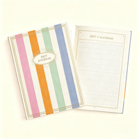 Agenda annuel rayé couleur macaron 2027 avec logo personnalisé, couverture rigide, journal, agenda, cadeau personnalisé