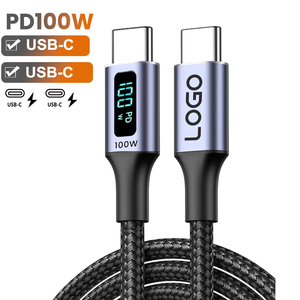 Cabo USB Tipo C para C PD100W 66W para Carregamento Rápido de Celular e Laptop, Cabo de Dados 6A com Display LED, <span class=keywords><strong>Cord</strong></span>ão USBC 0.5M/1M/2M - Product Image 1