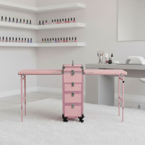 Trolley de maquillage avec tables de manucure pour expositions, spectacles de rue, salles de maquillage temporaires et stands aux marchés aux puces - Product Image 1