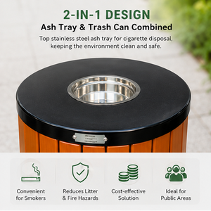 Poubelles extérieures en composite pour l'aménagement urbain, poubelles circulaires pour parcs, bacs de recyclage extérieurs, poubelles municipales pour l'architecture urbaine - Product Image 2