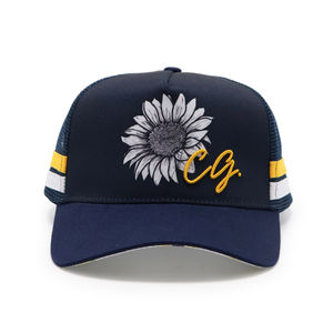 Casquette de camionneur queue de cheval rayée de haute qualité pour femmes Logo brodé 5 panneaux Casquette de camionneur personnalisée à rayures - Product Image 4