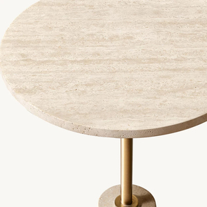 <span class=keywords><strong>Tavolino</strong></span> Rotondo in Marmo Kumusi, Arredamento Minimalista, Base in Metallo, <span class=keywords><strong>Tavolino</strong></span> Basso <span class=keywords><strong>da</strong></span> Camera, <span class=keywords><strong>Tavolino</strong></span> <span class=keywords><strong>da</strong></span> Cocktail in Travertino Naturale - Product Image 6