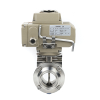 Vanne papillon électrique à trois colliers DN50 en acier inoxydable 304 pour pipeline de transformation laitière et de boissons sanitaires