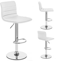 Chaises hautes de cuisine à rayures carrées en cuir simple Tabourets de bar de comptoir Chaise de bar pivotante industrielle avec repose-jambes