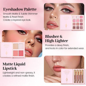 NUEVO Libro <span class=keywords><strong>de</strong></span> <span class=keywords><strong>Maquillaje</strong></span> <span class=keywords><strong>de</strong></span> Tres Capas, Paleta <span class=keywords><strong>de</strong></span> <span class=keywords><strong>Maquillaje</strong></span> Mate, Contorno, Iluminador, Sombra <span class=keywords><strong>de</strong></span> Ojos, Todo en UNO, Labial - Product Image 4