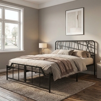 Cadre de lit en métal moderne, lit king size, style plateforme, mobilier robuste pour chambre à coucher, appartement, école
