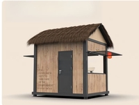 Kiosque alimentaire extérieur avec toit en chaume, idéal pour les entreprises de café, de crème glacée et de boulangerie