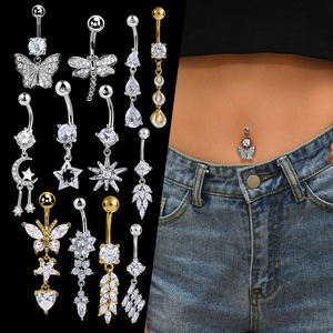 8 unids/set 14g 316l Acero inoxidable cuerpo Piercing joyería colgante ombligo anillo - Product Image 3