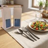 Couteau, fourchette et cuillère de qualité supérieure, compostables, biodégradables, couleur noire élégante, pour usage hôtelier