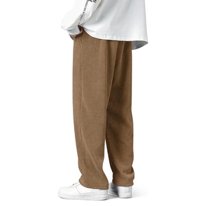 กางเกงขายาวผู้ชายผ้าลูกฟูกทรงหลวมขาตรงเอวยางยืดมีเชือกผูกแบบลำลองมีกระเป๋า - Product Image 3