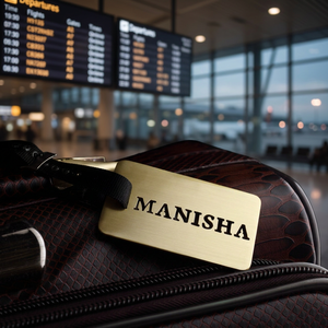 Brass Rectangle Plain Customisable Handcut Luggage <b>Tag</b> - Product Image 2