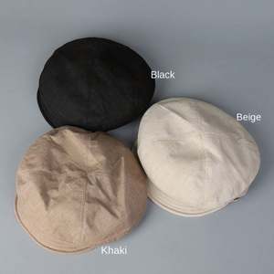 Collection Printemps-Été 2025 – Chapeau Plat Simple et Tendance pour Femme – Béret en Coton et Lin Doux Couleur Unie - Product Image 2