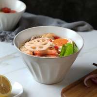 Nouveau design de style japonais restaurant utilisé à la maison bol rond en céramique blanche pour ramen nouilles soupe céréales grès