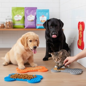 Alas Makan Silikon Bentuk Tulang untuk Anjing Kucing, Piring Hisap Anti Cepat Makan, Aksesoris Latihan Makan untuk Mengurangi Kecemasan - Product Image 1