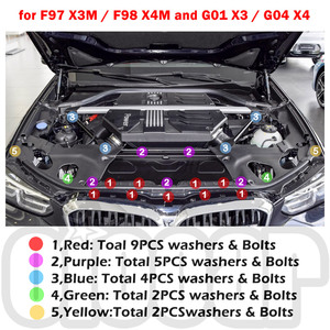Kit de fixation de capot avant OiOMOTORS avec boulons et écrous pour <span class=keywords><strong>BMW</strong></span> F97 X3M F98 X4M G01 <span class=keywords><strong>X3</strong></span> G02 X4 - Product Image 6