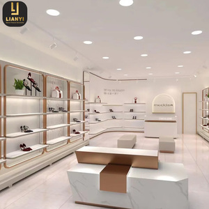 Tienda de zapatos de madera para interiores Diseño de decoración de interiores Estantes de exhibición de zapatería para zapatos Diseño de sala de exposición - Product Image 2