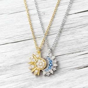 Ensemble de bijoux d'amitié pour couple, collier avec pendentif soleil et lune en zircon, bague ouverte, bracelets, pendentif serti de diamants, bijoux combinés - Product Image 3
