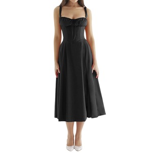 2024 nueva llegada más Color verano Casual señoras elegante una línea vestidos largos Midi blanco corsé vestido para mujeres - Product Image 2