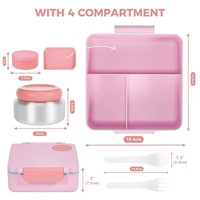Boîte à lunch isotherme de haute qualité en plastique 1-3L avec poignée, cuillère, fourchette, anti-fuite, compatible micro-ondes, sans BPA, écologique, 4 compartiments