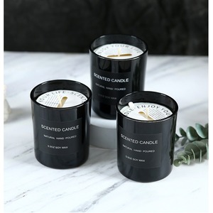 เทียนหอมกลิ่นอโรมาเธอราพีในโถแก้วสีดำขาว พร้อมสเปรย์สี ทำด้วยมือ สำหรับตกแต่งบ้านในเทศกาลคริสต์มาสและดิวาลี - Product Image 3