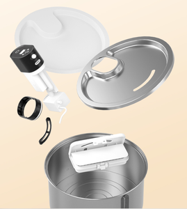 Distributeur d'eau en acier inoxydable avec chauffage à température constante, filtre sans fil, gamelle et distributeur de nourriture pour animaux de compagnie sans fil - Product Image 3