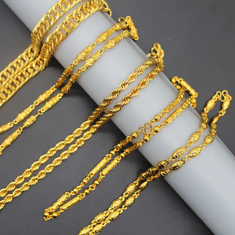 necklace for wedding wholesale men luxury stainless 24k charm jewelry chain 18k gold custom women plated steel 14k