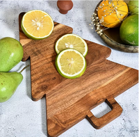 Planche à découper en bois d'acacia en forme de sapin de Noël avec poignée - Sûre pour la maison et les restaurants