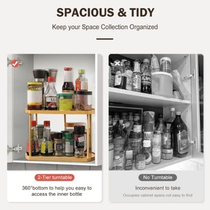 Customized Two-layer Spice Jars <b>Storage</b> Bamboo Rotating Spice Rack - Product Image 3