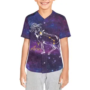 เสื้อเบสบอลสำหรับเด็กอายุ3-16ปีเสื้อเจอร์ซีย์เบสบอลสำหรับเด็ก12กลุ่มดาวออกแบบโลโก้ได้ตามต้องการ