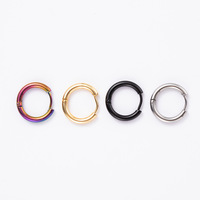Pendientes de Aro de Acero Inoxidable de 2.5mm de Grosor, Redondos, Simples, Dorados y Negros, para Piercing Corporal, Tipo Huggie Hueco, de Venta Caliente