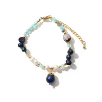 Bracelet de luxe polyvalent avec pendentif perle noire, agate et jade, idéal pour diverses occasions quotidiennes