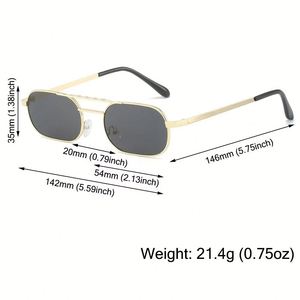 Lunettes de soleil rectangulaires rétro en alliage pour hommes et femmes avec logo personnalisé, protection UV400, monture en métal, petites lunettes de soleil pour hommes et femmes - Product Image 6