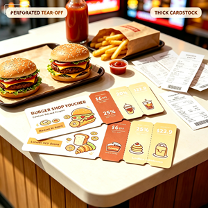 Libretas de Cupones Personalizadas para Programas de Fidelización de Restaurantes de Hamburguesas, Impresas Digitalmente en Papel Kraft con Hojas Desprendibles y Logotipo Personalizado - Product Image 5
