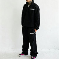 Ensemble 2 pièces Y2K Streetwear pour homme : Pull léger en nylon à demi-zip avec poignets élastiques et pantalon ample à cordon de serrage imprimé