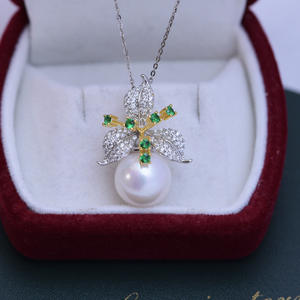 Collier pendentif en perles rondes blanches d'eau douce de 12-13 mm, argent S925, ensemble complet pour femme, forte brillance et défauts discrets, tendance - Product Image 1