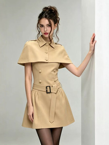 <span class=keywords><strong>Abito</strong></span> a Due Pezzi Stile Trench per Donna, Vestito Mini Senza Maniche con Collo Halter e Cintura, <span class=keywords><strong>Doppiopetto</strong></span> - Product Image 2