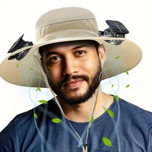 Sombrero con Ventilador Solar, 4 Colores, Estilo Pescador, Algodón para Adultos, 10W, Uso en Exteriores, Verano - Product Image 3