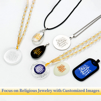 Collier Pendentif Personnalisable Ramadan Moubarak, Art Islamique en Gros, Esmaul Husna 99 Noms d'Allah, Décoration Arabe Musulmane