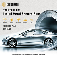 KING MARTIN Film de protection de peinture sans DMF, autocollants de carrosserie automobile, adapté aux voitures, film de protection de peinture (PPF) en TPU couleur bleu métallisé liquide Somato